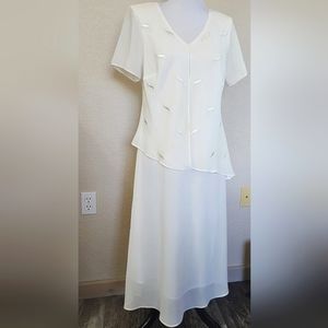 Karin Steven's Ivory Chiffon Midi Gown